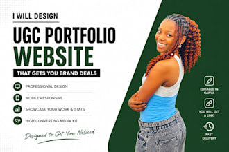 design a high converting ugc portfolio website and media kit in canva
