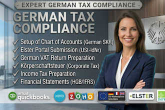 do german bookkeeping, income tax, vat, corporate tax return filings via elster