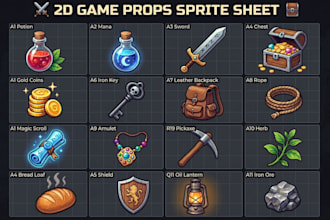 create fantasy 2d game icons rpg props items and inventory assets