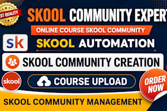 setup skool online community, skool community manager, skool course creation