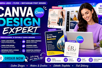 design anything in canva, canva logo, canva flyer, instagram post