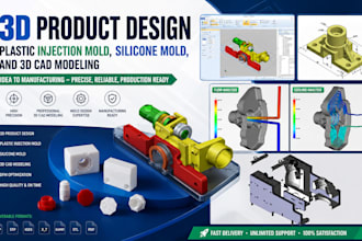 do 3d product design, plastic injection mold, silicone mold, and 3d cad modeling
