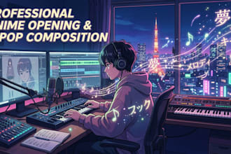 create complete anime song lyrics with concept and vocal melody direction
