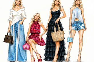 design custom trendy fashion outfits, luxury handbags, and stylish footwear