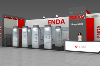design 3d exhibition stand trade show booth and interior render