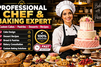 be your professional chef, baker, cake designer and dessert expert