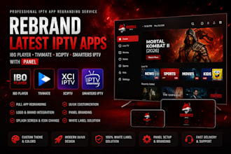 rebrand latest iptv apps, ibo player, tivimate, xciptv, iptv smarters with panel
