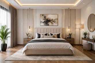 design interior decor and 3d rendering for bedroom living kitchen from ikea