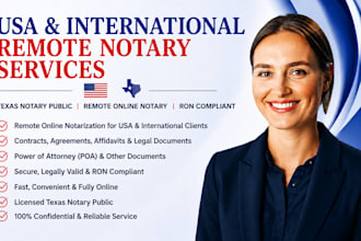notarize documents remote USA and international texas notary public