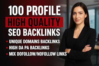 manually 100 profile backlinks SEO link building