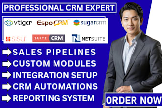 setup vtiger, espocrm, sugarcrm, sisu crm, suitecrm and netsuite