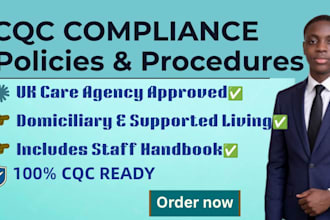 write cqc registration policy and procedure manuals for UK care