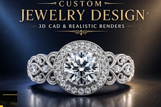 design custom 3d cad jewelry with realistic renders and manufacturing fil