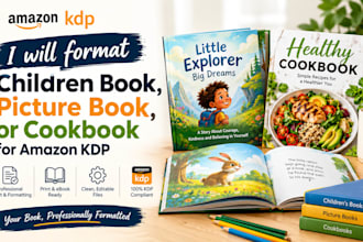 format children book, picture book, or cookbook for amazon kdp
