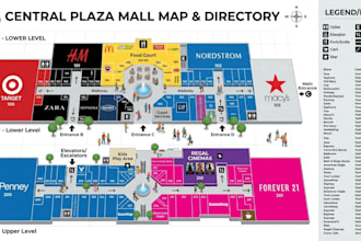 create office, business, store and mall locations maps with directory layout