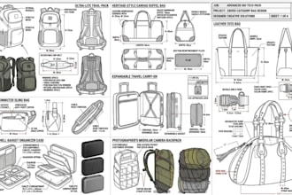 design bag tech pack, backpack, handbag, tote bag and duffle bag tech