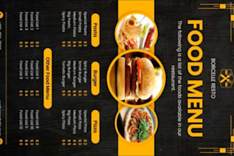 design restaurant menu, digital menu,  and food truck menu