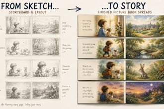 create childrens book storyboard and picture book layout
