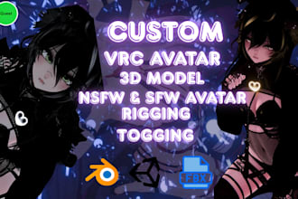 create a custom vrchat avatar 3d model for PC and quest