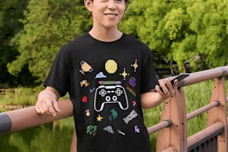 create custom pixel art and gaming t shirt desig