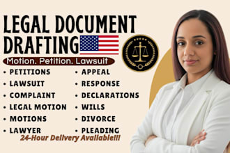 draft court ready motion, petitions, complaint, legal pleadings for your lawsuit