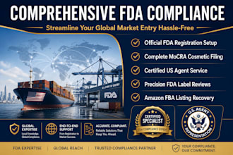 do fda registration, cosmetic mocra compliance, and be US agent