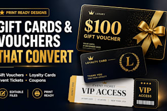 design gift voucher, coupon, gift certificate, loyalty card, ticket
