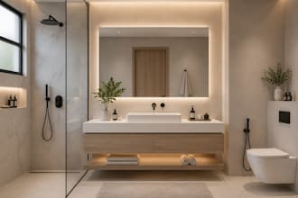 design interior decor for bedroom kitchen and bathroom with realistic rendering