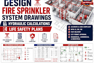 design fire sprinkler system drawings hydraulic calculations and life safety