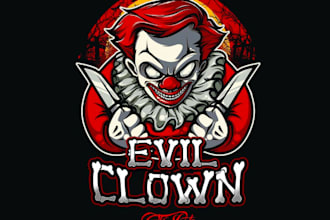 design modern style for halloween tal outdoor candy clown mascot logo design