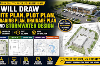 draw illinois site plan, grading and drainage plan, plot plan, stormwater design