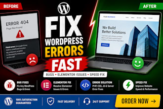 fix wordpress errors bugs and do elementor customization