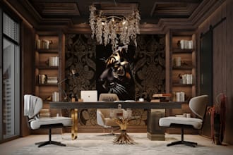 design a productive home office or commercial café interior