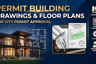 create architectural floor plans and full city permit drawing set in autocad