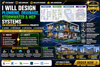 design plumbing, drainage, stormwater, mep system for residential and commercial