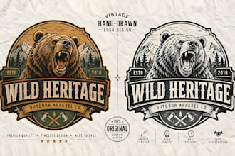 create vintage , retro , badge , classic , hipster, outdoor business logo design