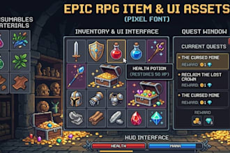 create custom pixel art item icons, rpg UI assets