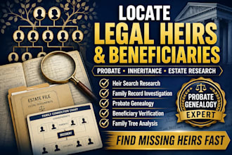 locate legal heirs and family records for probate and inheritance cases