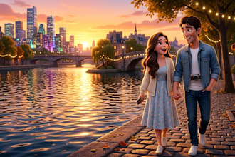 create 3d pixar ai romantic animation ai music video ai proposal love story
