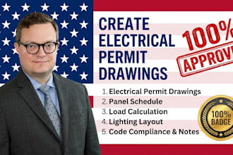 create electrical permit drawings with panel schedule load calculation lighting