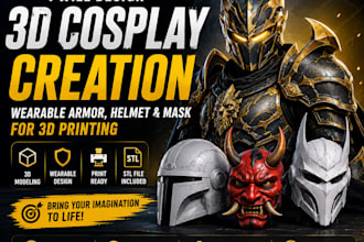 design 3d cosplay creation wearable armor cosplay 3d helmet 3d mask for printing