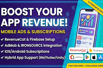 integrate firebase revenuecat and mobile ads in react native
