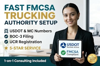 setup fmcsa trucking authority usdot mc number and boc 3 filing