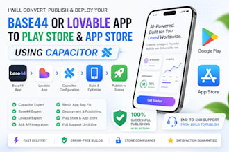 convert, publish base44 app lovable app to play store, app store using capacitor
