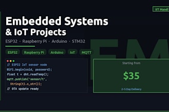 develop embedded systems and iot projects with esp32, raspberry pi, and arduino