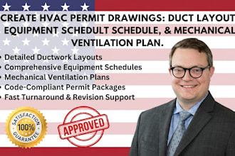 create hvac permit drawings with duct layout equipment schedule mechanical venti