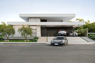develop modern architecture house from 2d floor plan,cgi exterior carport render