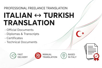 translate official documents from turkish to italian