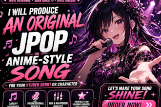 produce original jpop or anime style song for your vtuber debut or character