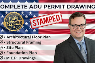 prepare complete adu permit drawings architectural floor plan structural framing